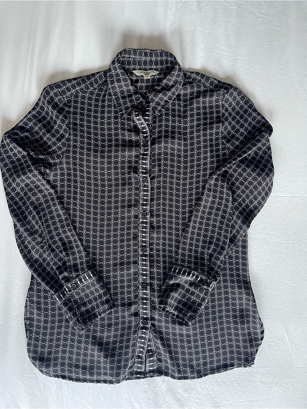 Max Studio Black Geometric Print Button-Down Shirt